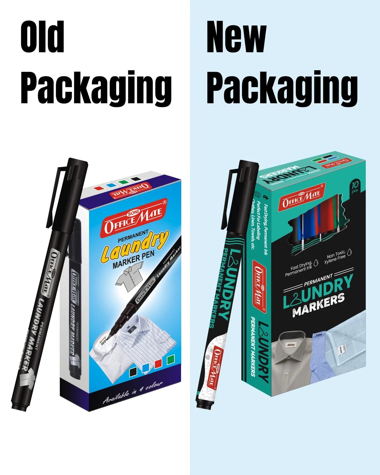 Fine Tip Laundry Markers Pen (Pack of 4) – Permanent Ink, Non-Toxic, Fade-Resistant