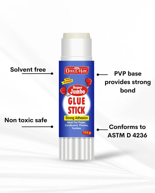 Super Jumbo Glue Stick - 115g (1pcs), Superior Adhesion, Quick-Drying for School, Office, Crafts, and Home Projects