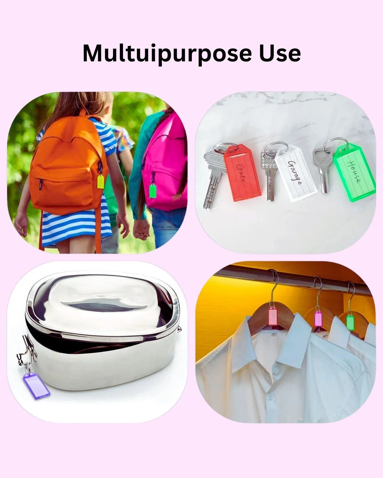 Keychain Jar (50pcs), Organized Key Storage with Labels