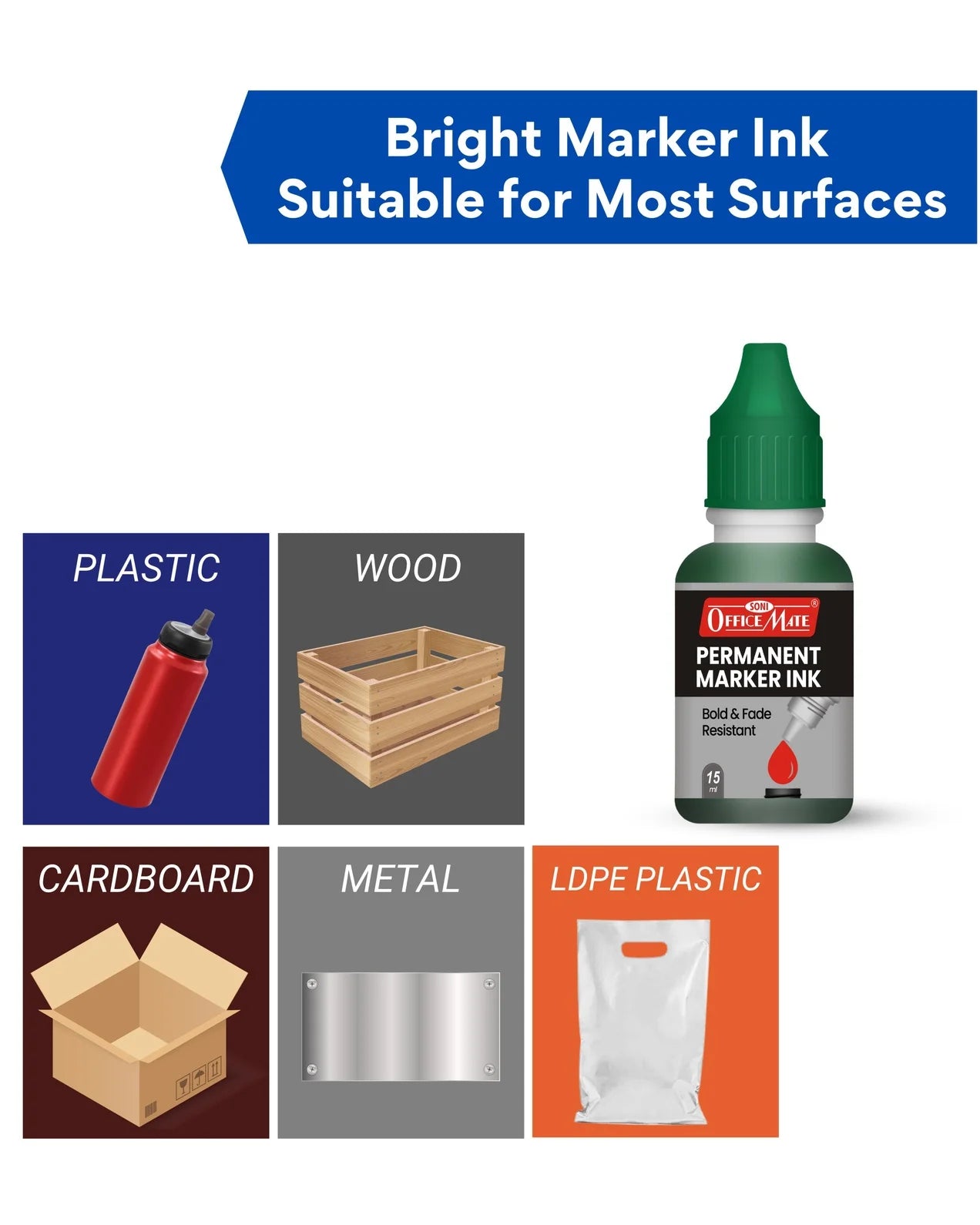 Permanent Marker Refill Ink - 15ml, Quick-Drying, Vibrant Colors