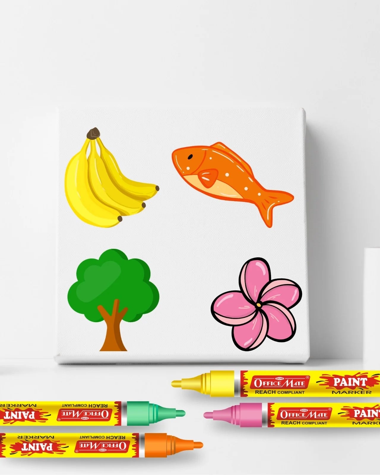 Paint Marker Fluorescent Colors (4pcs), Water-Resistant, Non-Toxic Ink for DIY, Artwork & Crafting