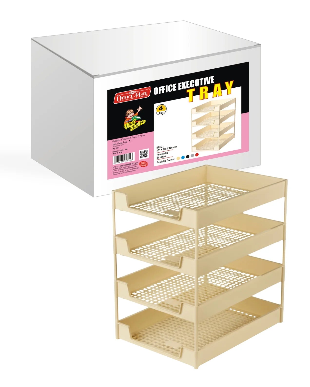 Four Compartment Office Tray – Compact Design, Lightweight, Versatile Use