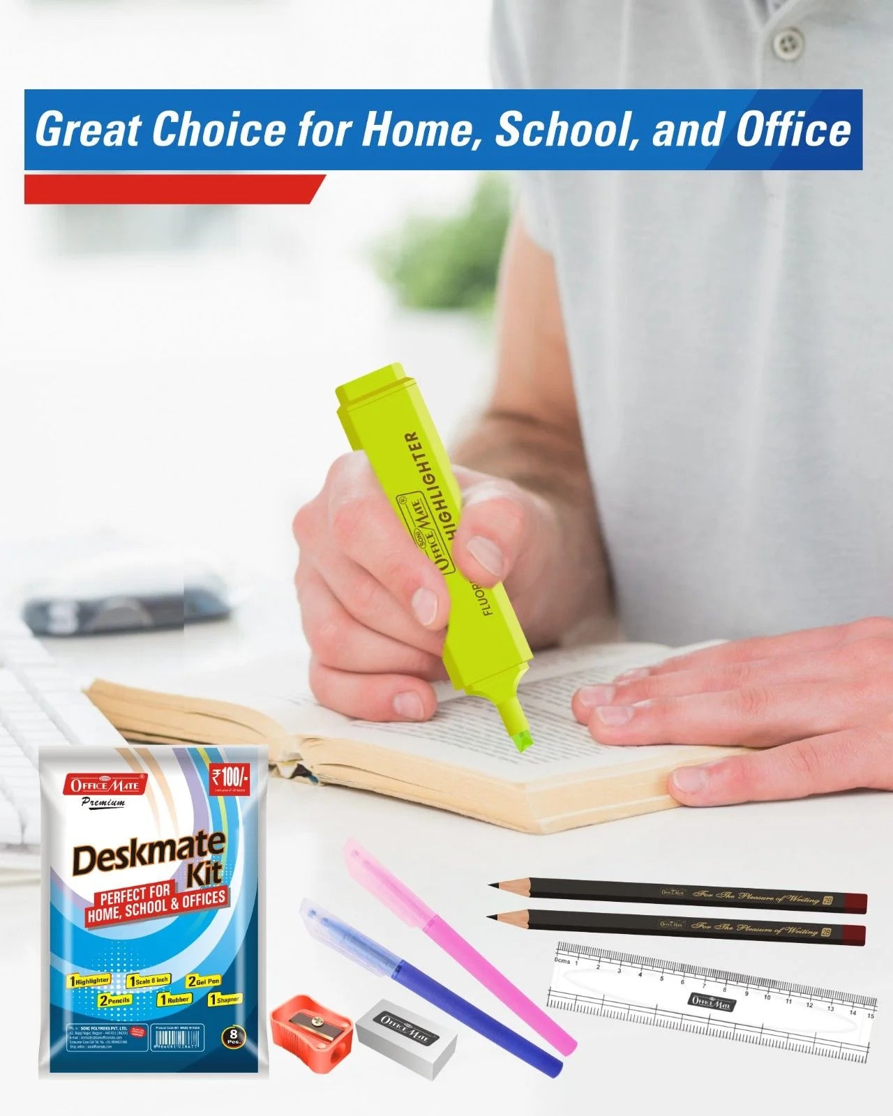 Deskmate Kit, All-in-one Stationery Set , Ideal Gift for Kids, Students & Office Use