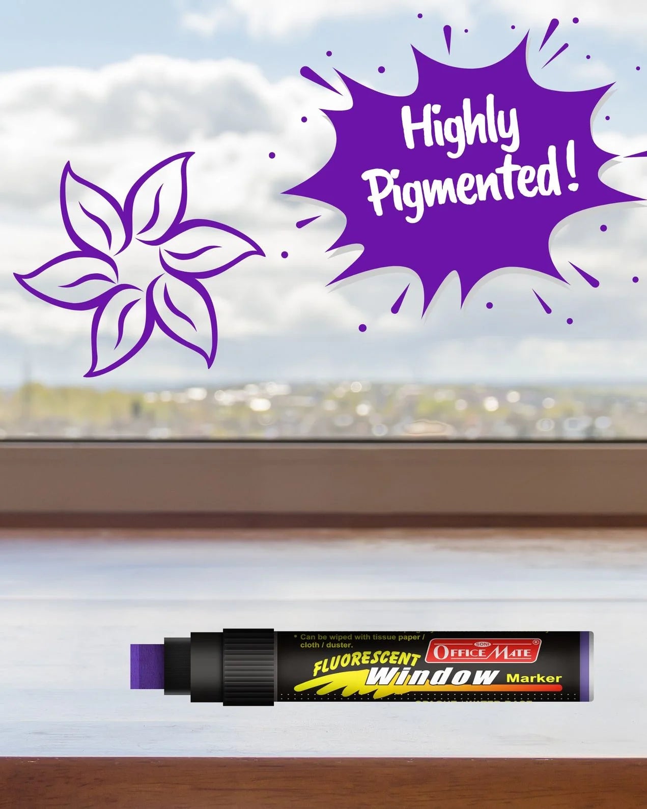 Jumbo Fluorescent Window/Chalk Marker (1pcs) Bold, Bright, Easy Erase