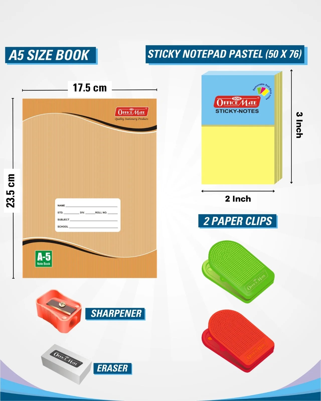 Executive Kit, Assorted 14 Stationery Items, Perfect for Home, School, and Office