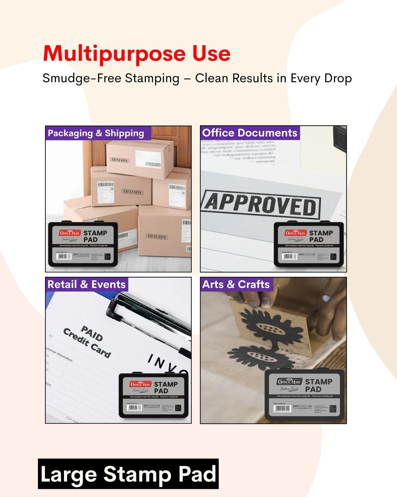 Stamp Pad – Black, Long-Lasting Impressions, Quick-Drying Ink for Any Project