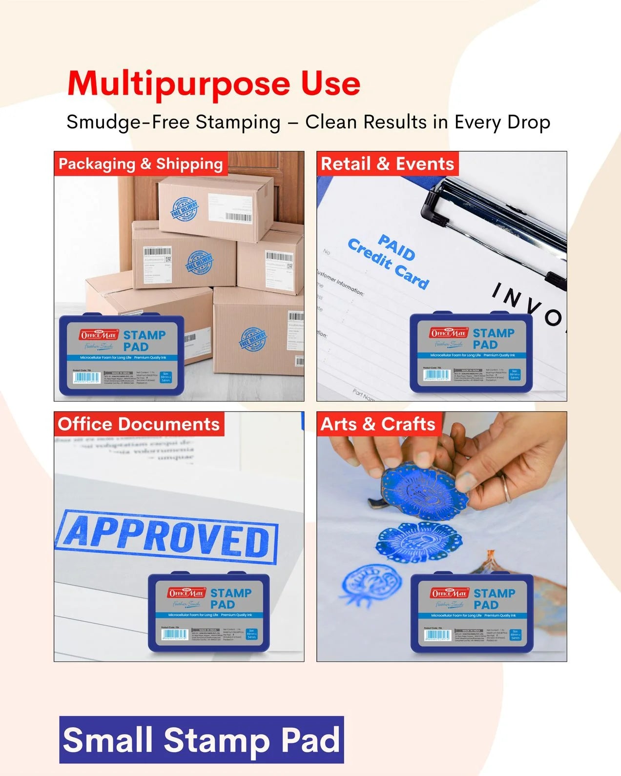 Stamp Pad – Blue, Long-Lasting Impressions, Quick-Drying Ink for Any Project