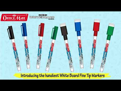 Fine Tip Whiteboard Marker with Duster on cap, Assorted Colour (Pack of 4) – Extra Precision, Bright Colours, Easy Wipe