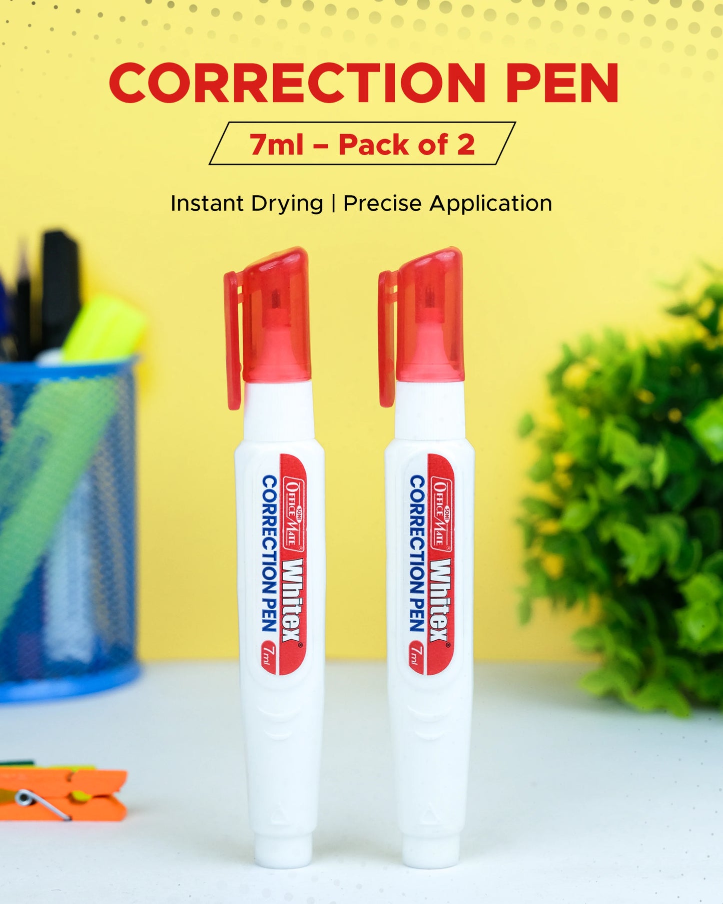 Correction Pen (7ml) – Pack of 2, Instant Drying, Precise Application