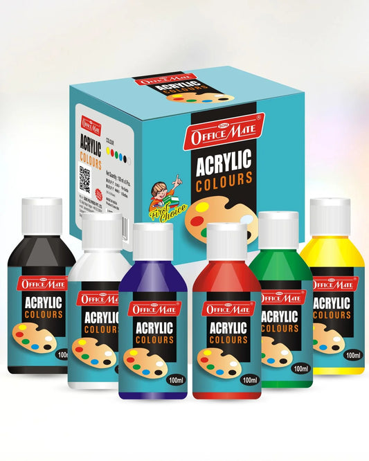 Acrylic Paint Colors (100ml) – Pack of 6, Vibrant Colours, Fast Drying