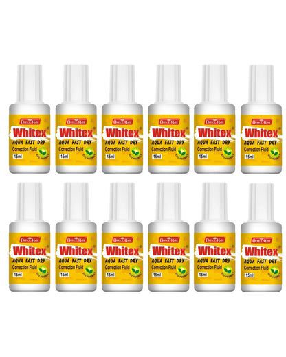 Whitex Correction Fluid (15ml) – Pack of 12, Instant Drying, Eco-Friendly