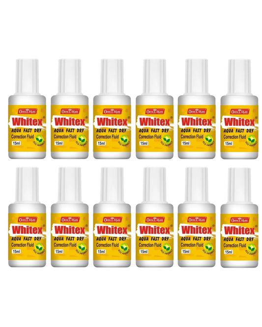 Whitex Correction Fluid (15ml) – Pack of 12, Instant Drying, Eco-Friendly