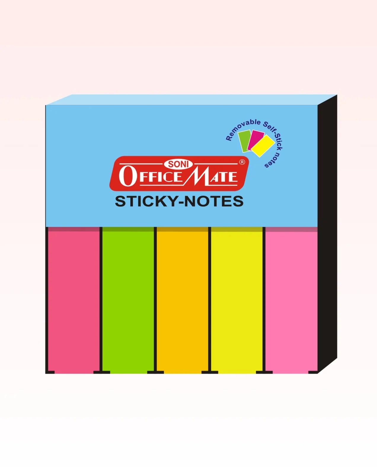 Fluorescent Sticky Note Pads – 100 Sheets (13mm x 50mm x 5), Bookmarks, Text Highlighter
