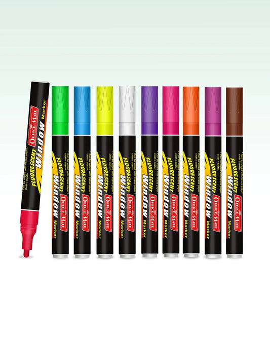 Fluorescent Window Markers / Chalk Markers (10 Pcs) Bright, Bold, Easy Erase