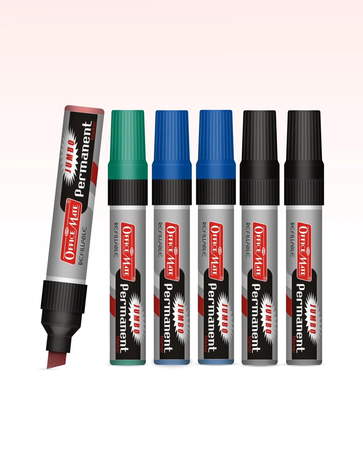 Jumbo Permanent Markers (6 pcs), Extra-Wide Tip, Versatile Use, Quick-Drying, Multi-Surface Marker