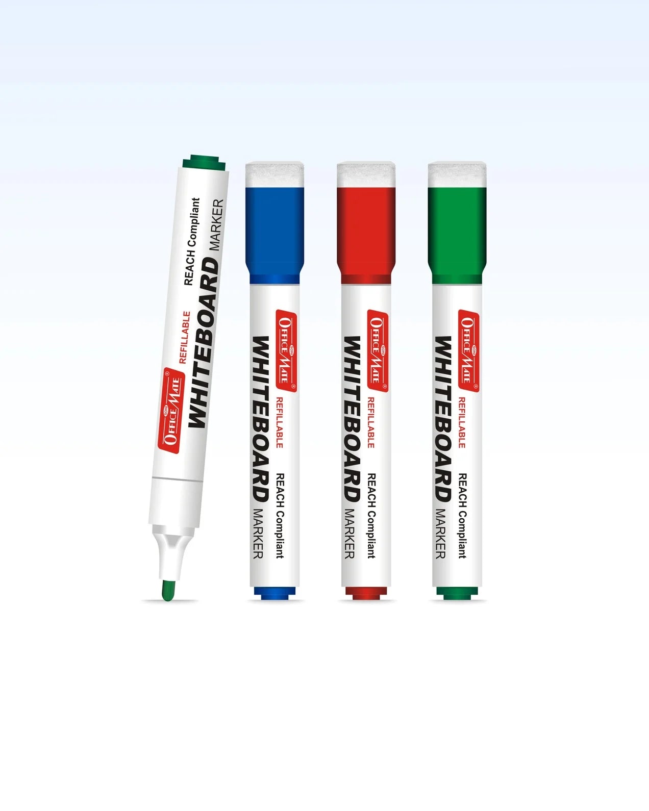 Regular Whiteboard Marker with Duster on cap, Assorted Colour (4 pcs), Vibrant Colours, Eco-friendly, Easy Wipe