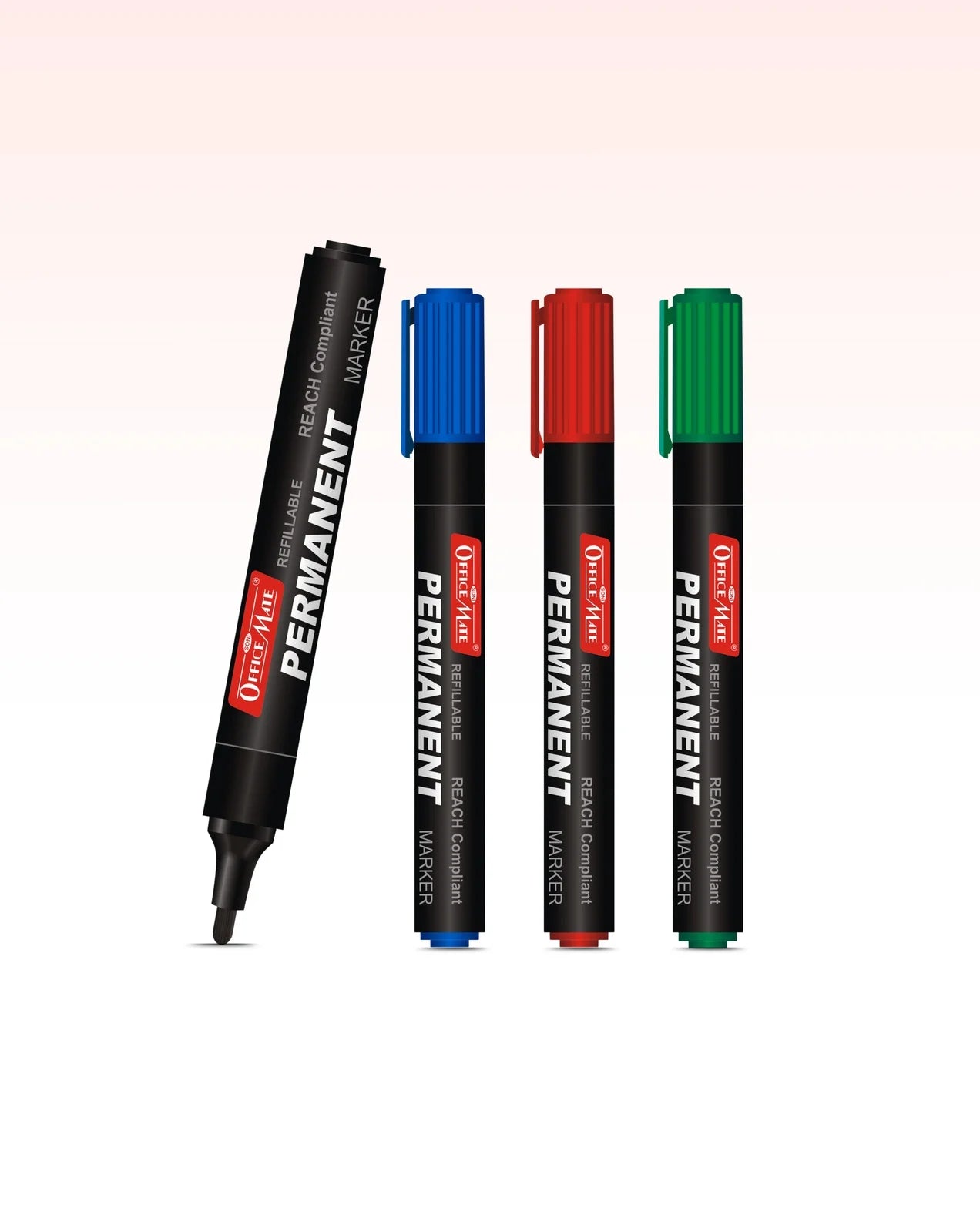 Regular Permanent Markers (Cap with a Clip), Assorted Colour (4 pcs), Versatile Use, Quick-Drying, Multi-Surface Markers