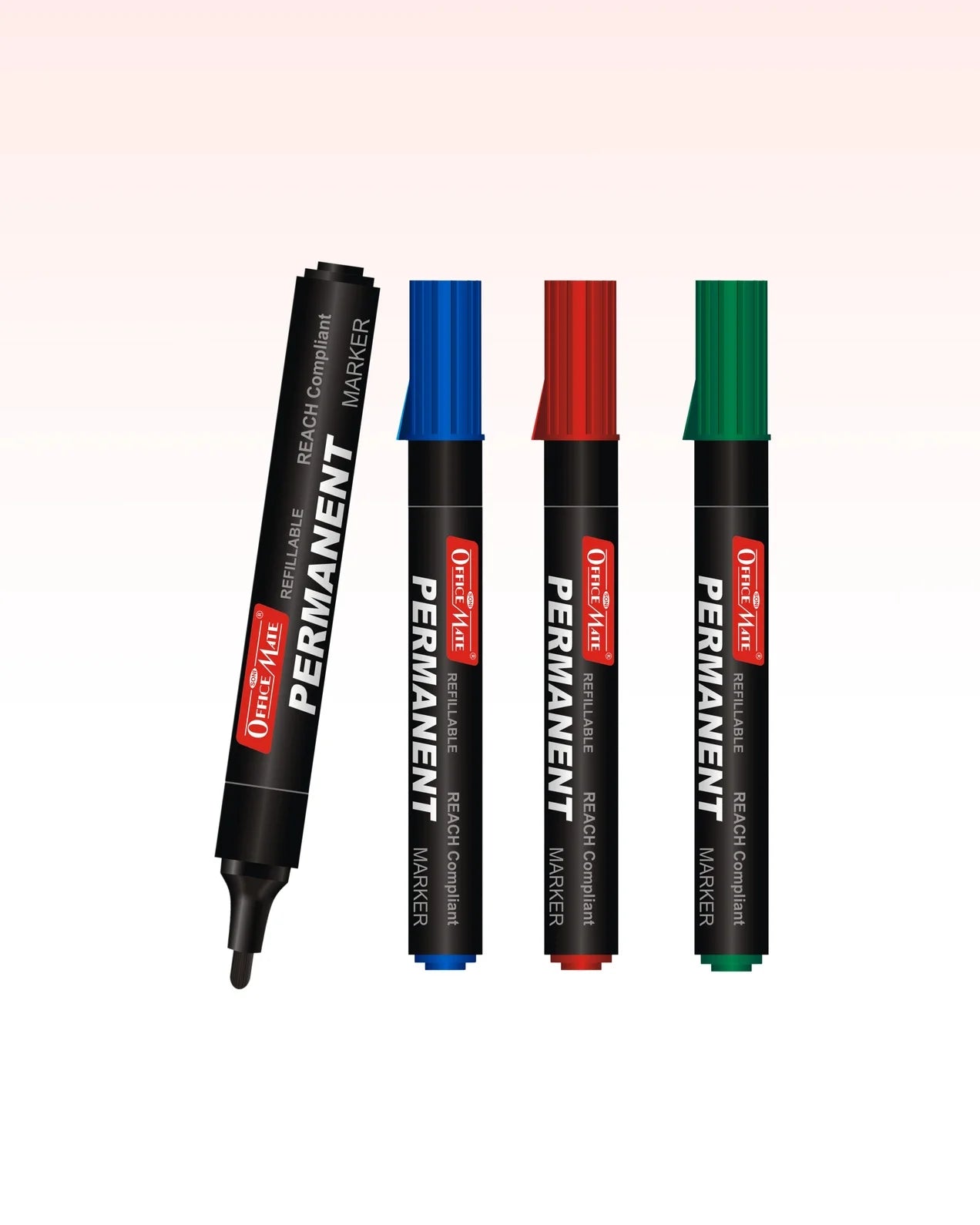 Regular Permanent Markers (Anti-Roll Cap), Assorted Colour (4 pcs), Versatile Use, Quick-Drying, Multi-Surface Markers