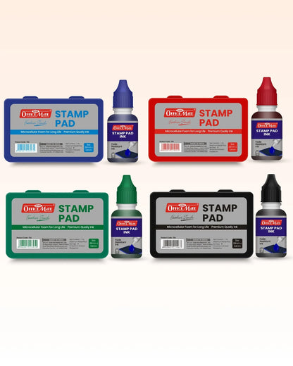 Stamp Pad Combo (4 Stamp Pads + 4 Inks), Long-Lasting Impressions, Quick-Drying Ink for Any Project