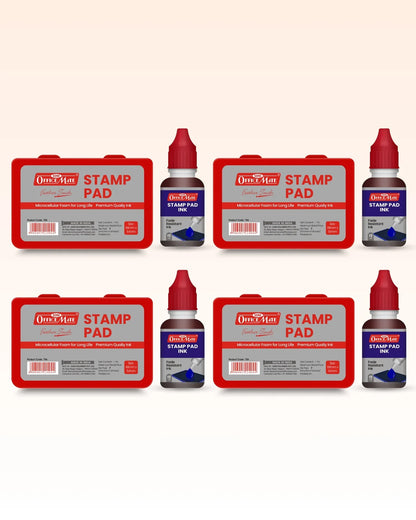 Stamp Pad Combo (4 Stamp Pads + 4 Inks), Long-Lasting Impressions, Quick-Drying Ink for Any Project