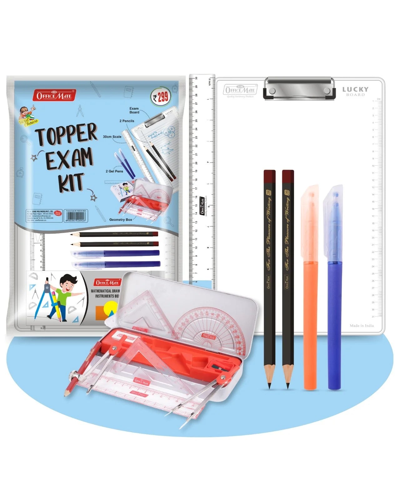 Topper Exam Kit, All-in-One for Exam Success, Durable Board & Writing Tools