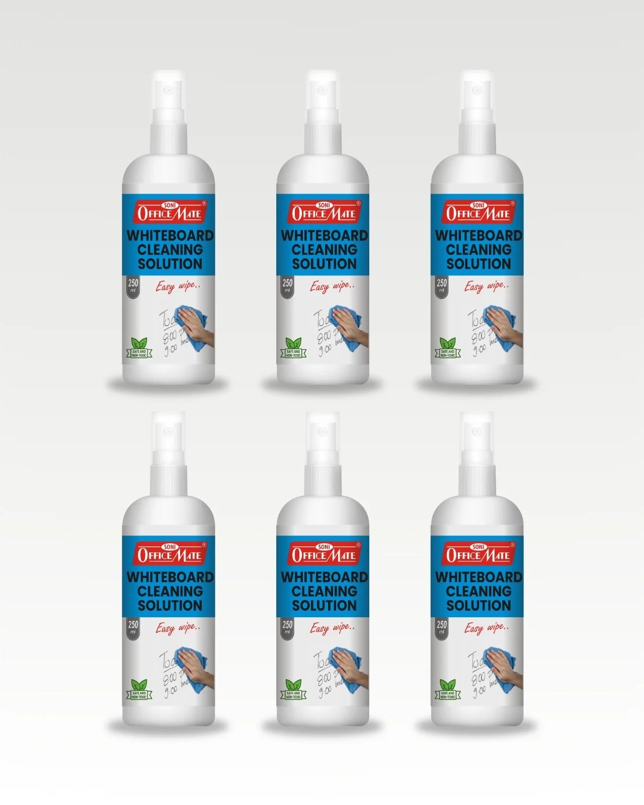 Whiteboard Cleaning Solution (250ml) (6pcs), Spotless Wipes, Eco-Friendly