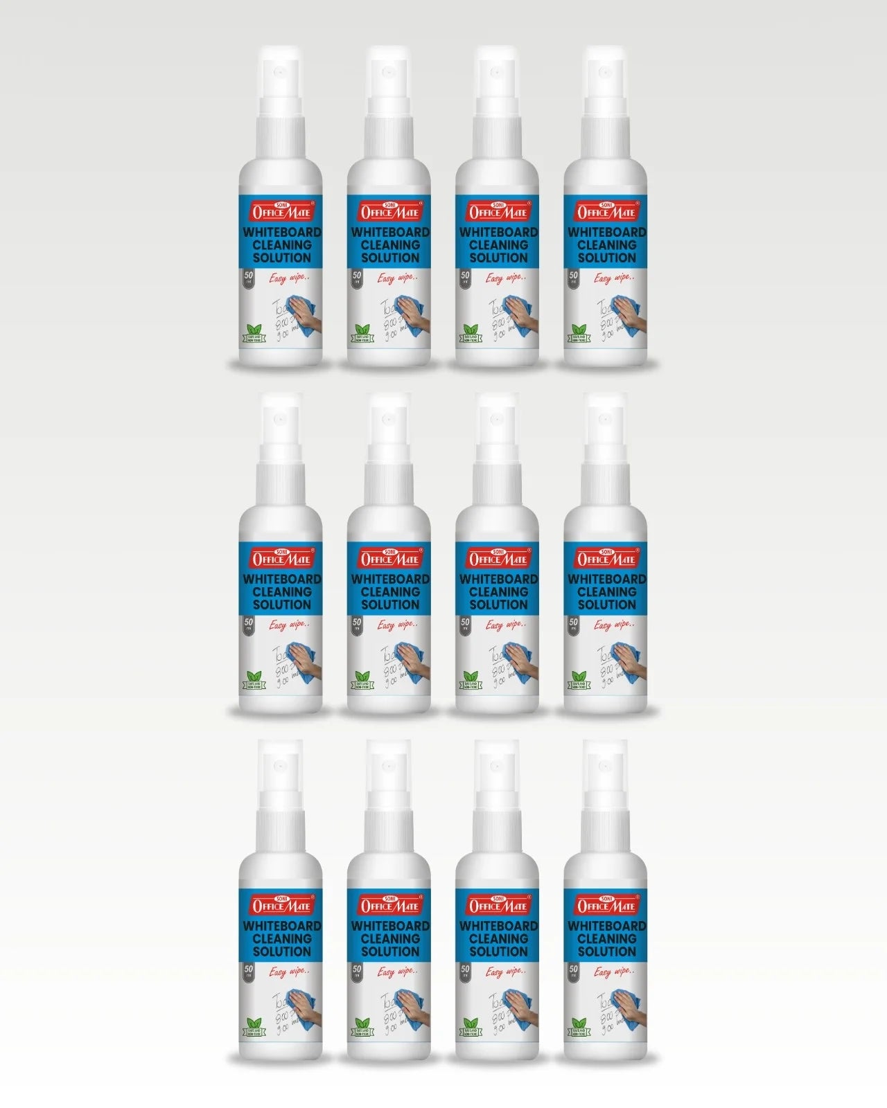 Whiteboard Cleaning Solution (50ml) (12pcs), Spotless Wipes, Eco-Friendly
