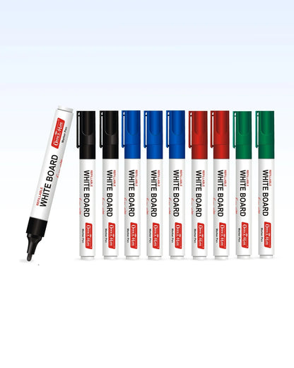 Whiteboard Marker (10 pcs), Vibrant Colours, Eco-friendly, Easy Wipe