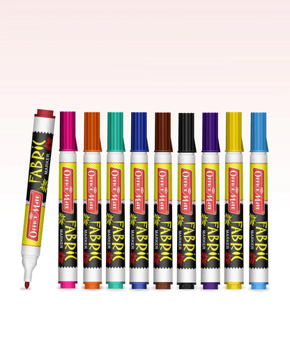 Fabric Markers (10pcs) – DIY Marker, Wash Resistant, Vivid Colours, Works On All Fabric Surfaces