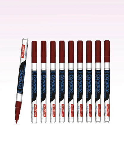 Fine Tip Ceramic Marker Set (10pcs) – Ideal for Ceramic Art, Smudge proof Ink  