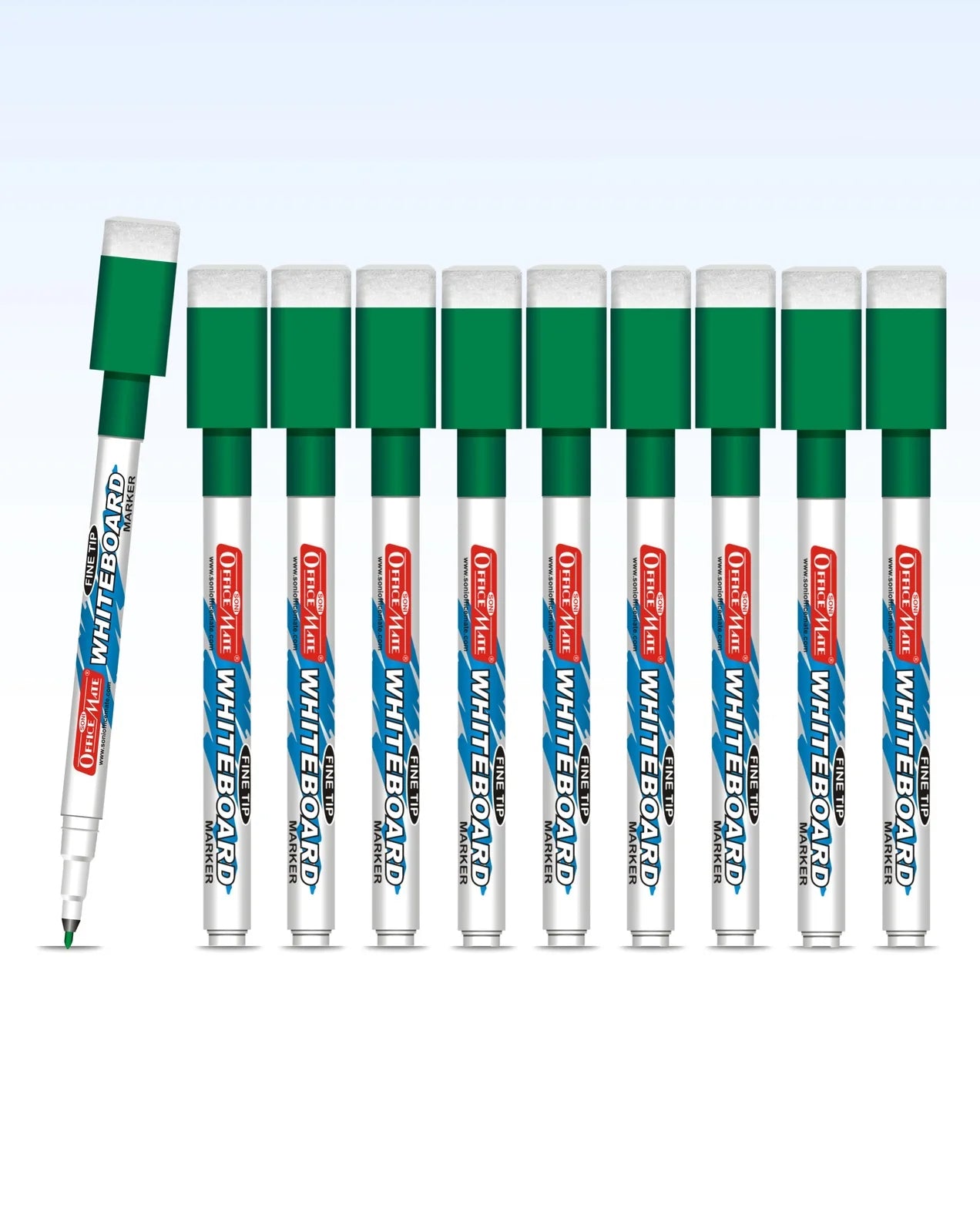 Fine Tip Whiteboard Marker with Duster (10pcs), Extra Precision, Bright Colours, Easy Wipe