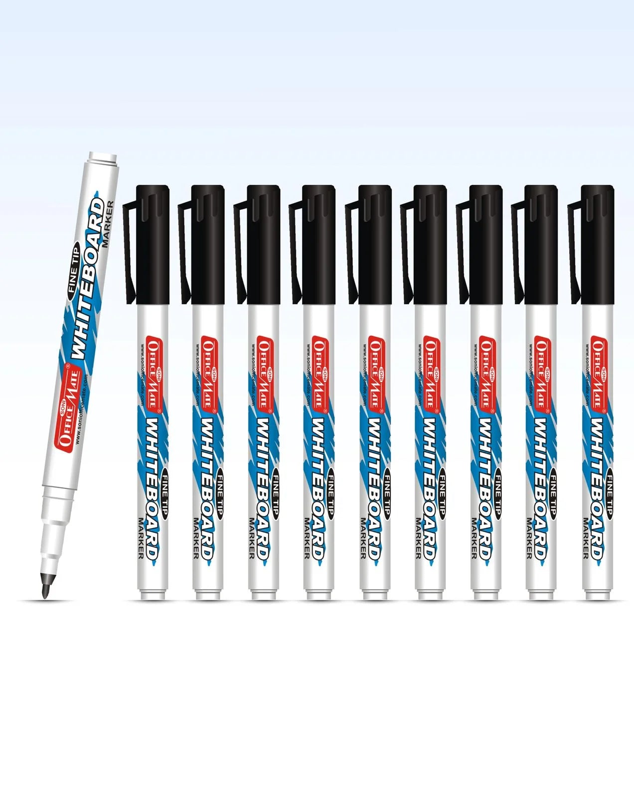 Fine Tip Whiteboard Marker (10 pcs), Extra Precision, Bright Colours, Easy Wipe
