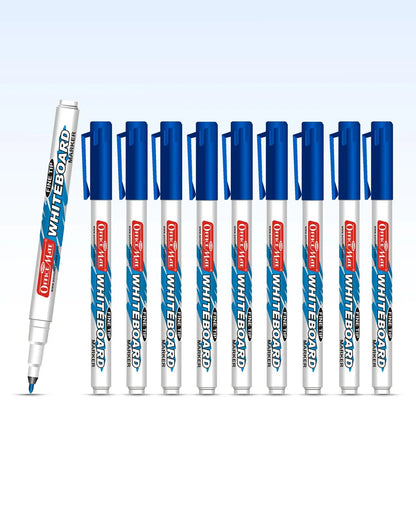 Fine Tip Whiteboard Marker (10 pcs), Extra Precision, Bright Colours, Easy Wipe