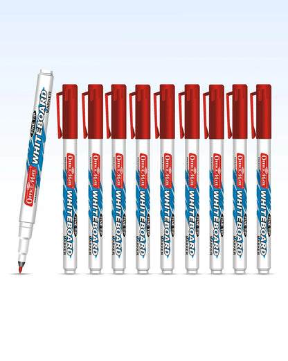 Fine Tip Whiteboard Marker (10 pcs), Extra Precision, Bright Colours, Easy Wipe