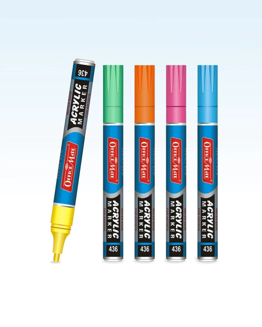 Fluorescent Acrylic Paint Markers (5pcs) – Vivid Colours, Water Based, Versatile Use, Non-Fading