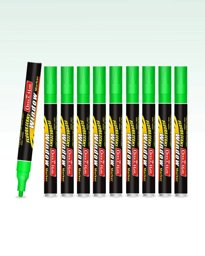 Fluorescent Window Markers / Chalk Markers (10 Pcs) Bright, Bold, Easy Erase
