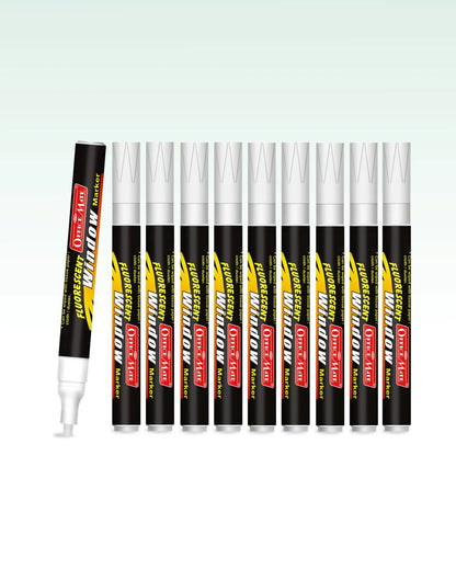 Fluorescent Window Markers / Chalk Markers (10 Pcs) Bright, Bold, Easy Erase