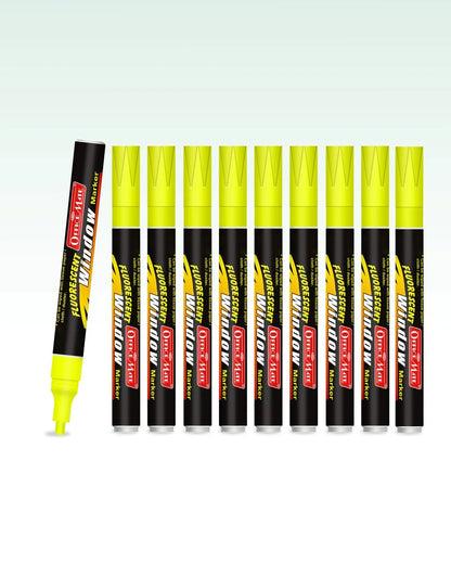 Fluorescent Window Markers / Chalk Markers (10 Pcs) Bright, Bold, Easy Erase