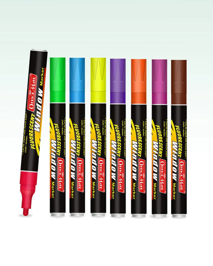 Fluorescent Window Marker /Chalk Marker - Bright, Bold, Easy Erase