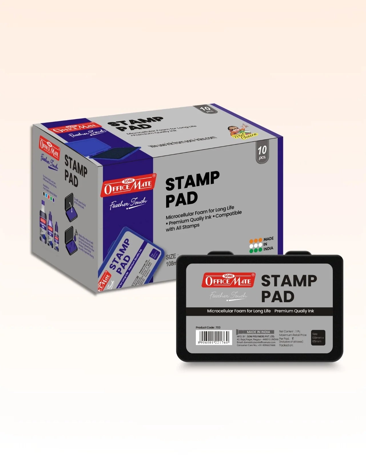 Stamp Pad – Black, Long-Lasting Impressions, Quick-Drying Ink for Any Project