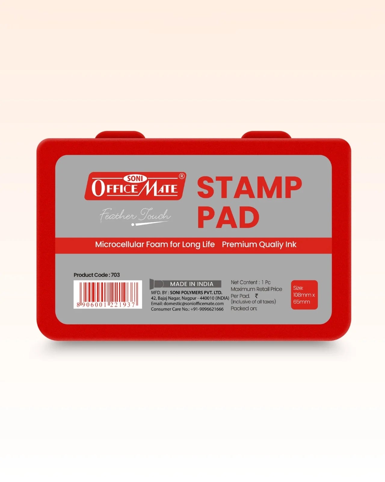 Stamp Pad – Red, Long-Lasting Impressions, Quick-Drying Ink for Any Project