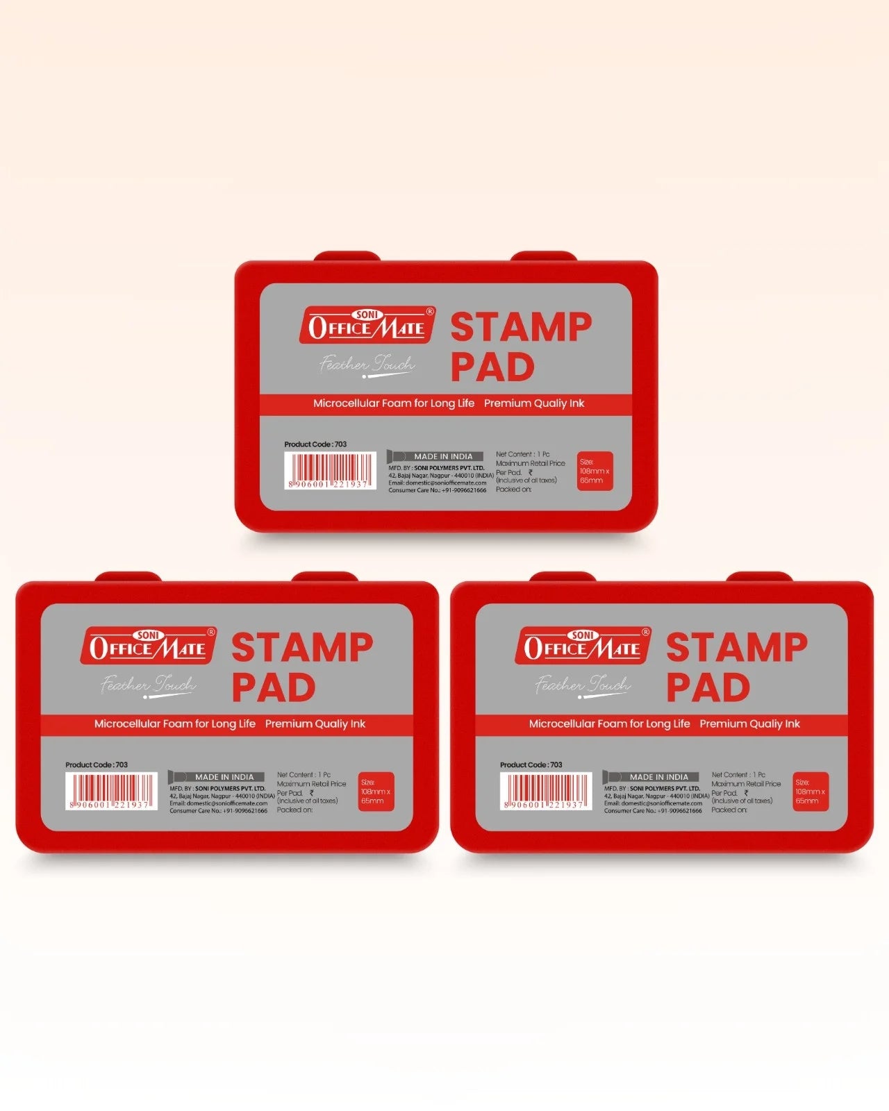 Stamp Pad – Red, Long-Lasting Impressions, Quick-Drying Ink for Any Project