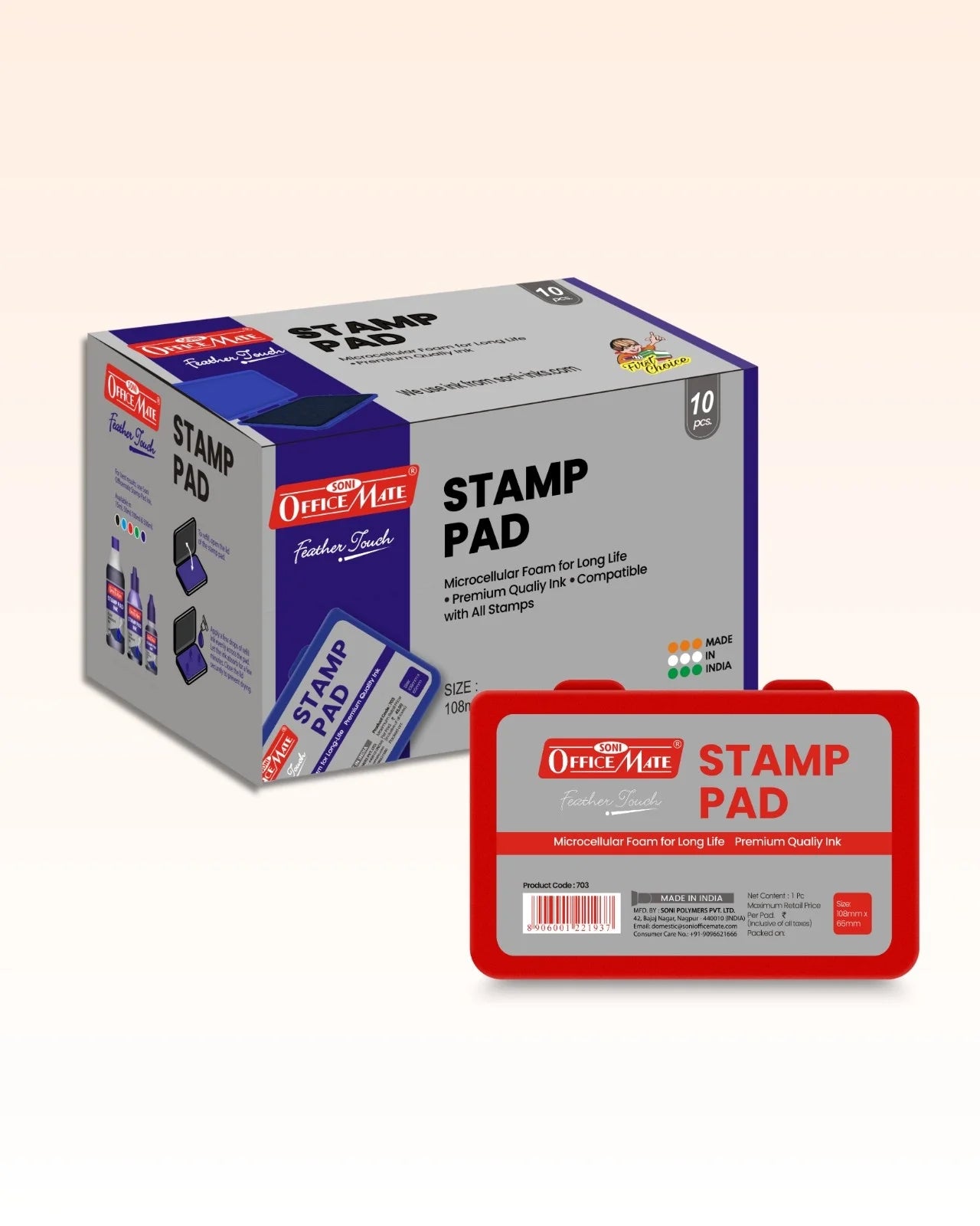 Stamp Pad – Red, Long-Lasting Impressions, Quick-Drying Ink for Any Project
