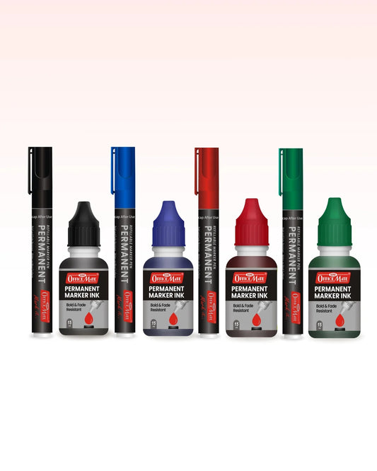 Permanent Combo (4 Permanent Markers + 4 Permanent Markers Inks) Versatile Use, Quick-Drying, Multi-Surface Markers