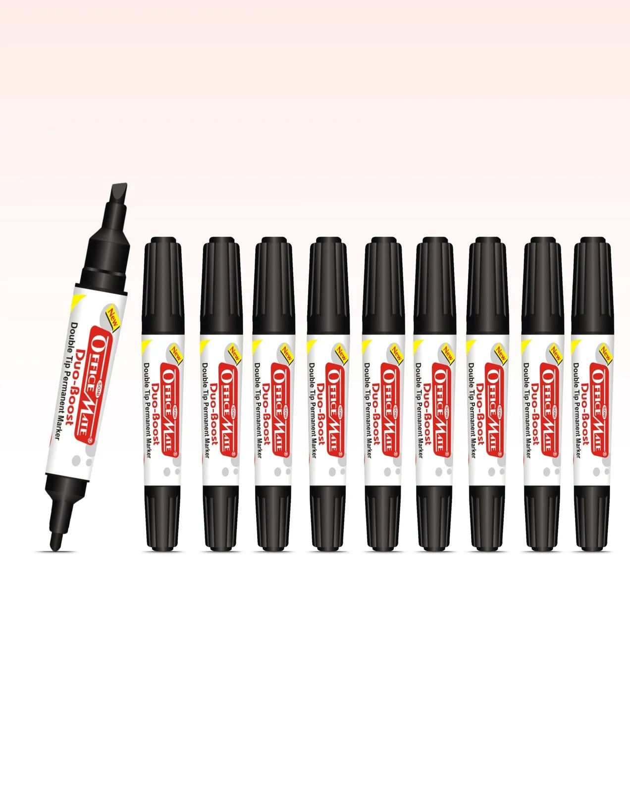 Permanent Marker Double Tip (Bullet + Chisel Tip) – Pack of 10, Quick-Drying, Multi-Surface Marker