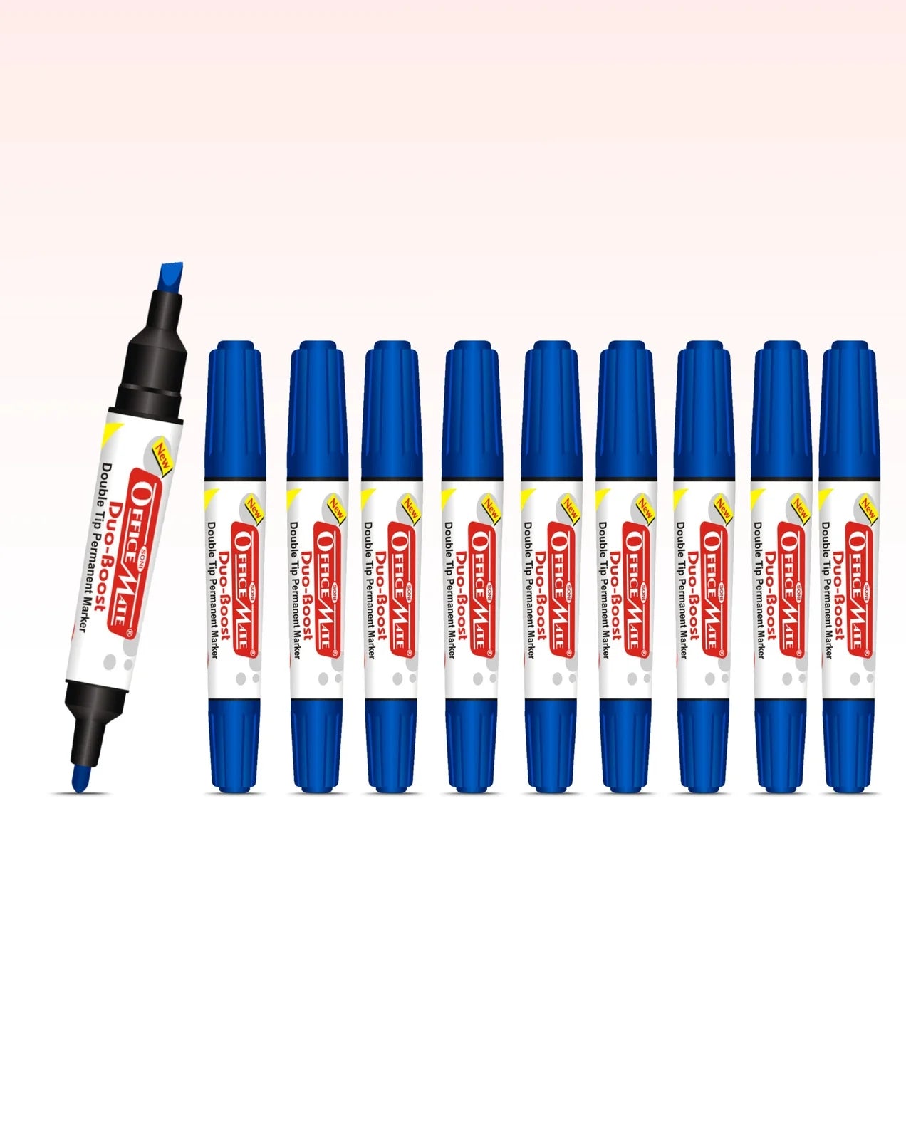 Permanent Marker Double Tip (Bullet + Chisel Tip) – Pack of 10, Quick-Drying, Multi-Surface Marker