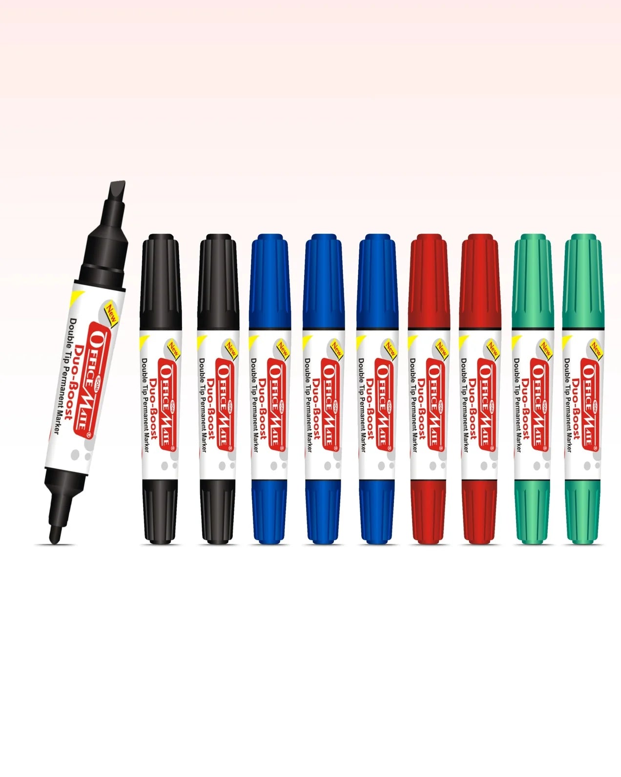 Permanent Marker Double Tip (Bullet + Chisel Tip) – Pack of 10, Quick-Drying, Multi-Surface Marker