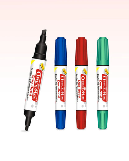 Permanent Marker Double Tip (Bullet + Chisel Tip) - Pack of 4, Quick-Drying,  Multi-Surface Marker