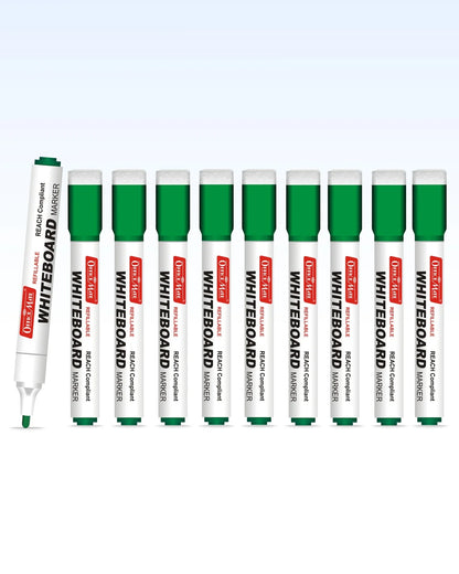 Regular Whiteboard Marker with Duster on cap ( 10 pcs ), Vibrant Colours, Eco-friendly, Easy Wipe