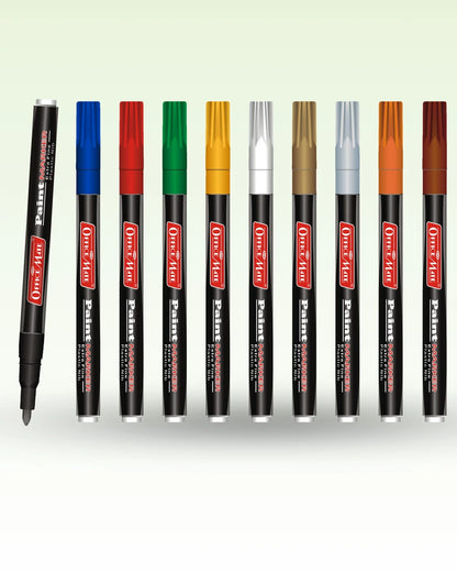 Fine Tip Paint Markers (10pcs), Vibrant Colours, Non-Toxic, Multi Surface Usage